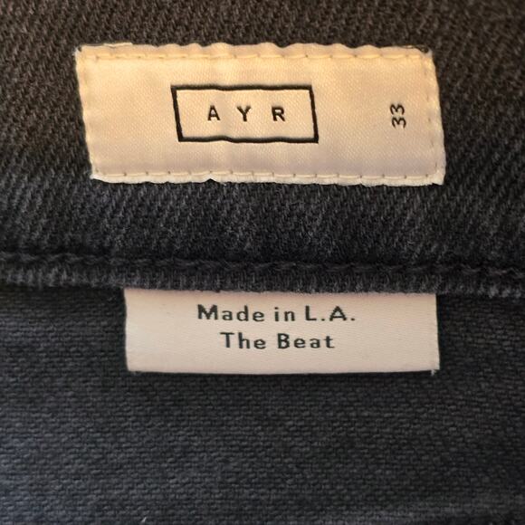 AYR Jeans Womens Size 33 Black Uni The Beat Barrel Cropped High-Rise Modern - Picture 3 of 10